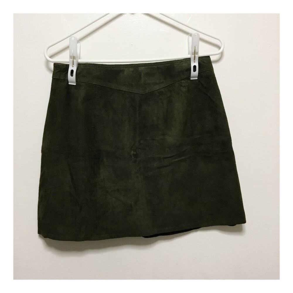 Zara Green Suede Zip Mini Skirt